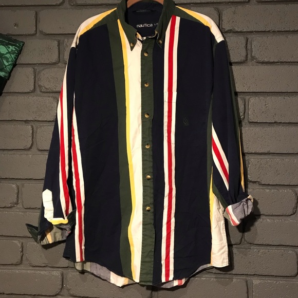 Nautica Other - NAUTICA Vintage 90s button down Colorblock Large